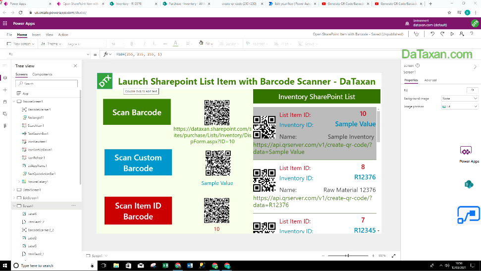 Launch SharePoint List Item with PowerApps Barcode Scanner - DaTaxan